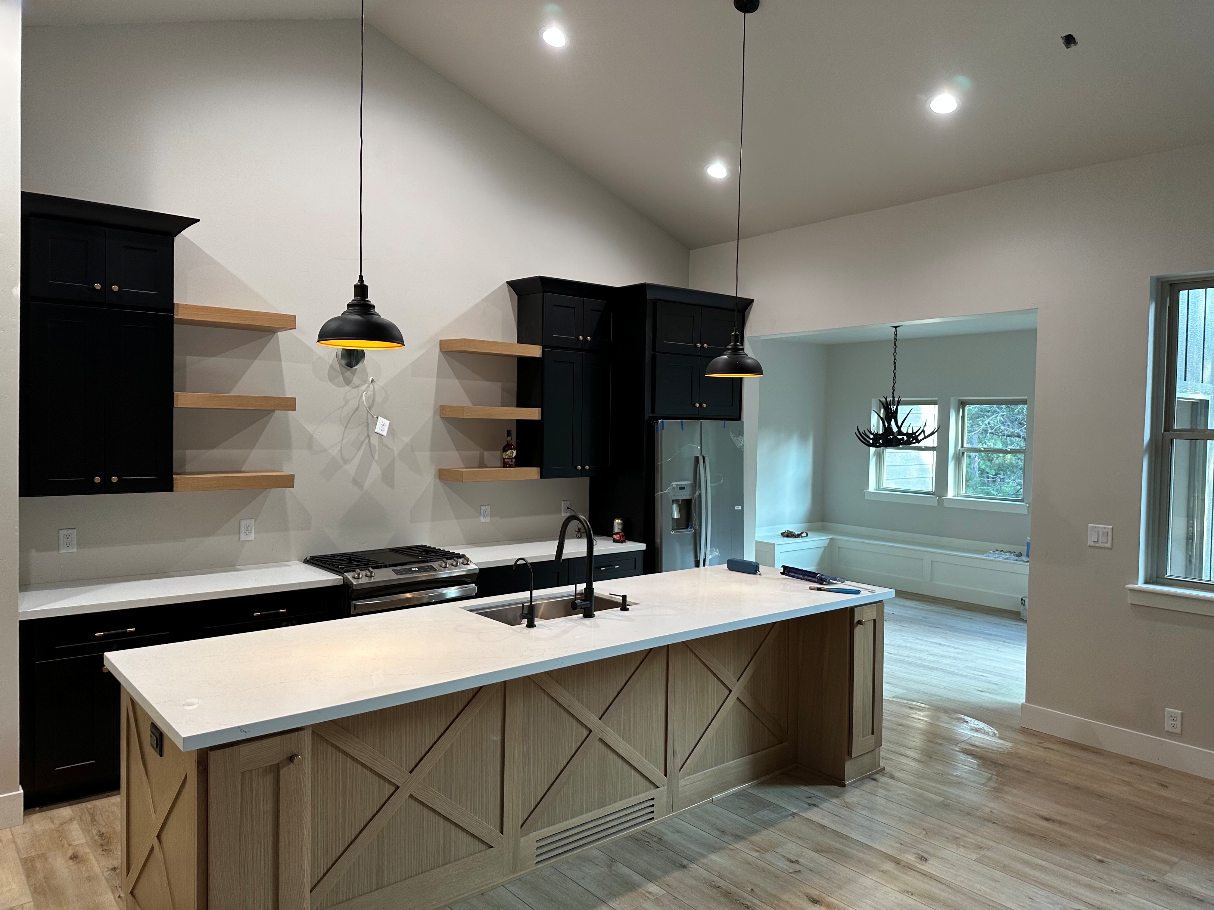 Kitchen and living space upgraded with custom finish details